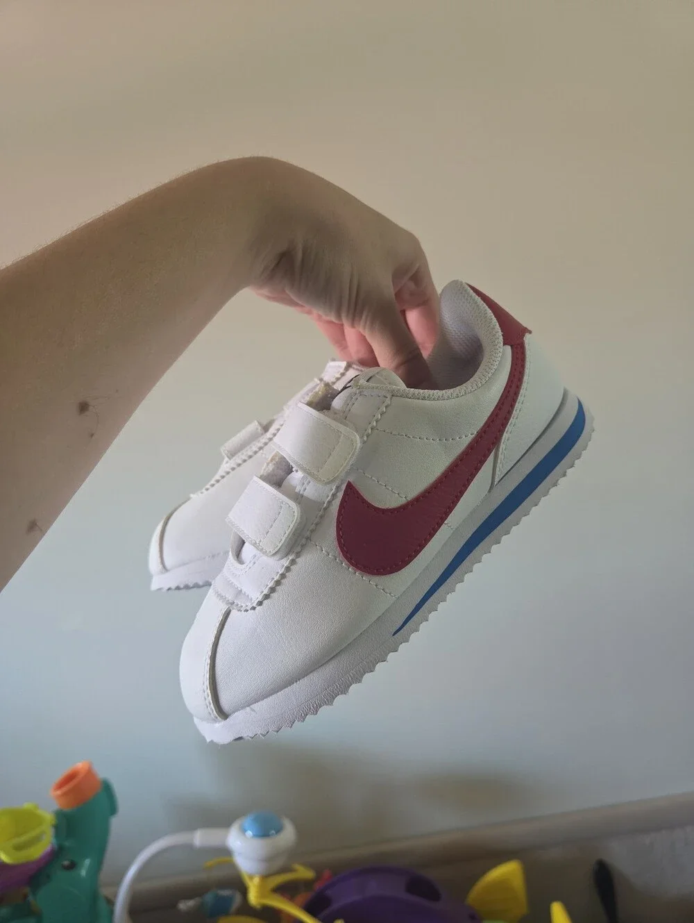 Nike Cortez Toddler Shoes – White/Red/Blue Hook & Loop Size 12C